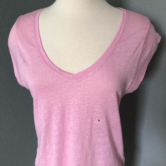 NWT Express Pink V-Neck Linen Tank T-Shirt - Picture 2 of 16